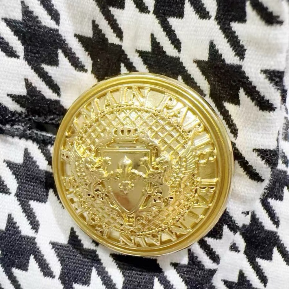 Authentic Balmain Monochrome Houndstooth Blazer with Gold Buttons - Picture 3 of 6